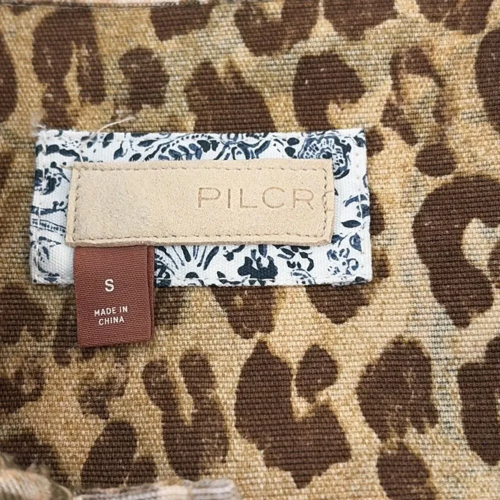 Pilcro Anthropologie The Fielder Mixed Media Distressed Patchwork Shacket Sz S